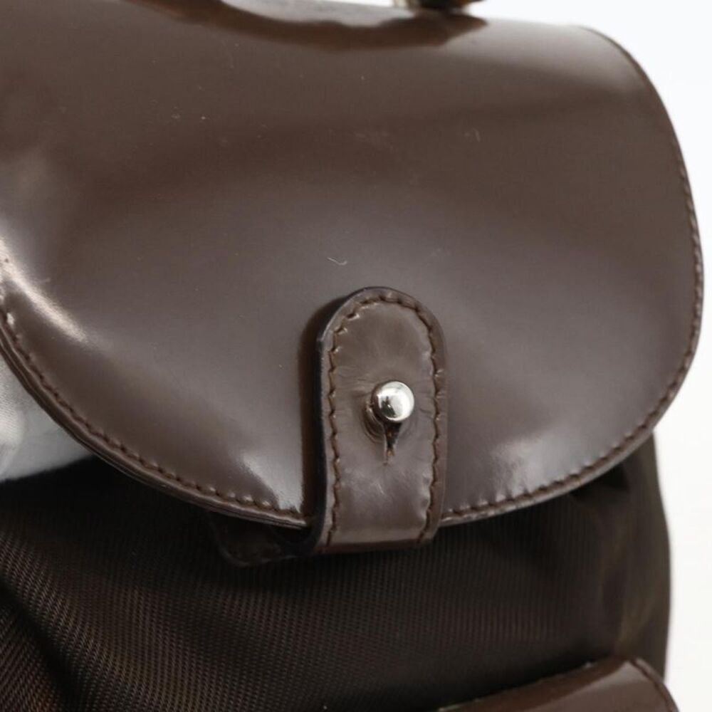 Gucci Vintage Bamboo Backpack Nylon And Patent Leather Brown Nylon Backpack Bag - Picture 14 of 16